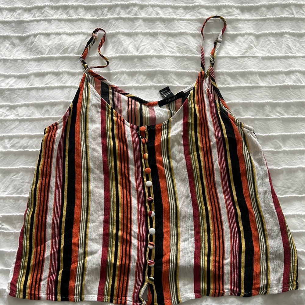 Striped forever 21 crop tank